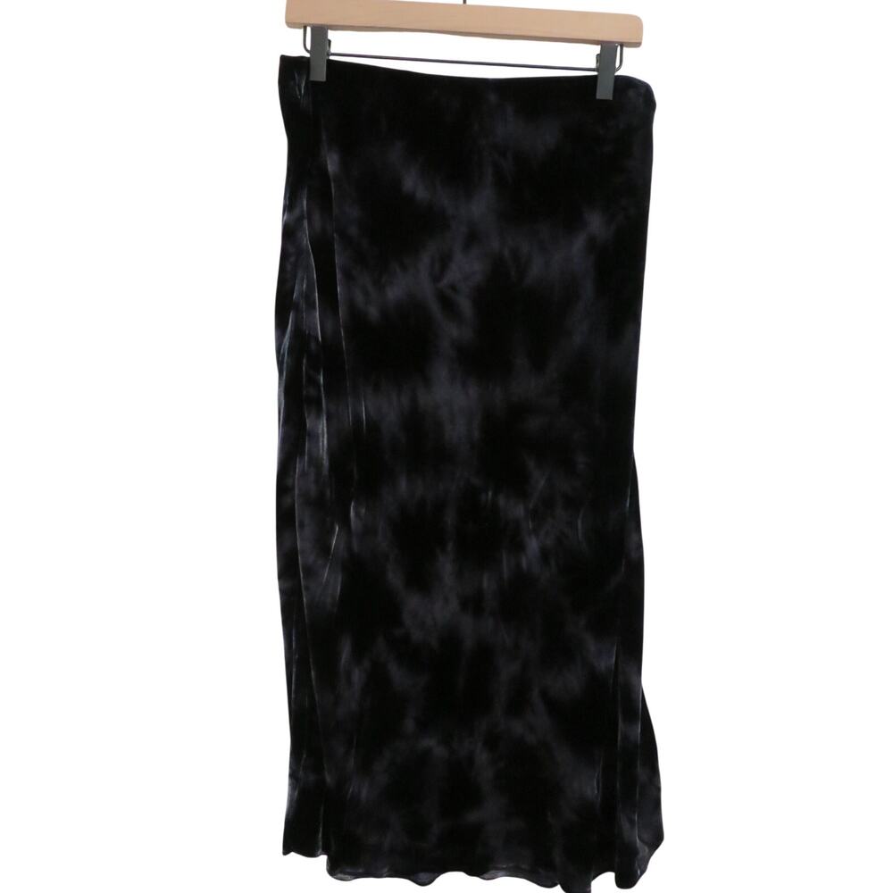 C&S by Cloth & Stone Women Sz L Black Gray Tie Dye Midi Skirt Pull On Skirt